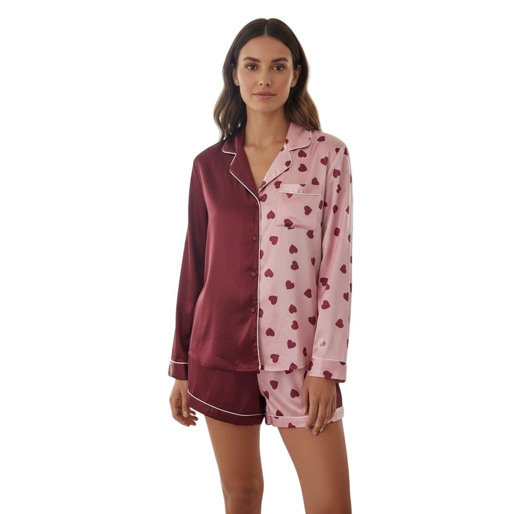 BB Dakota Satin Hearts Pj Set NWT sz X-Large